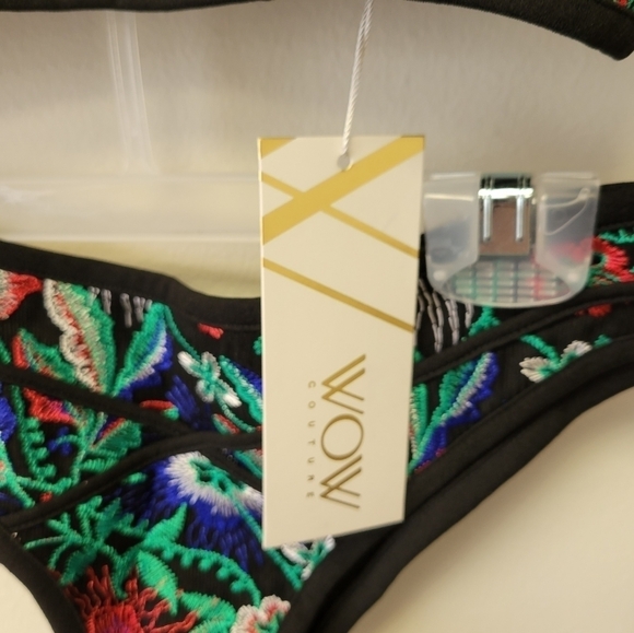 WOW Couture Floral Embroidered 2 piece bikini set Black M - Picture 12 of 14